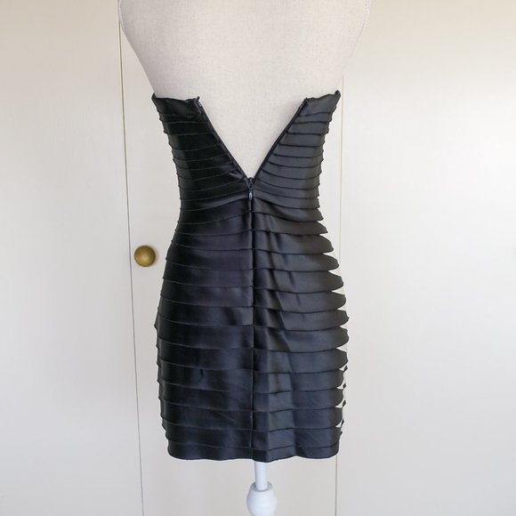 BCBG Black & Ivory Tiered Strapless Cocktail Dress - Picture 5 of 6